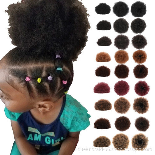 Afro Curly Hair Bun Synthetic Puff Drawstring Ponytail Short Kinky Curly Chignon Hairpieces Updo Hair Extensions with Two Clips